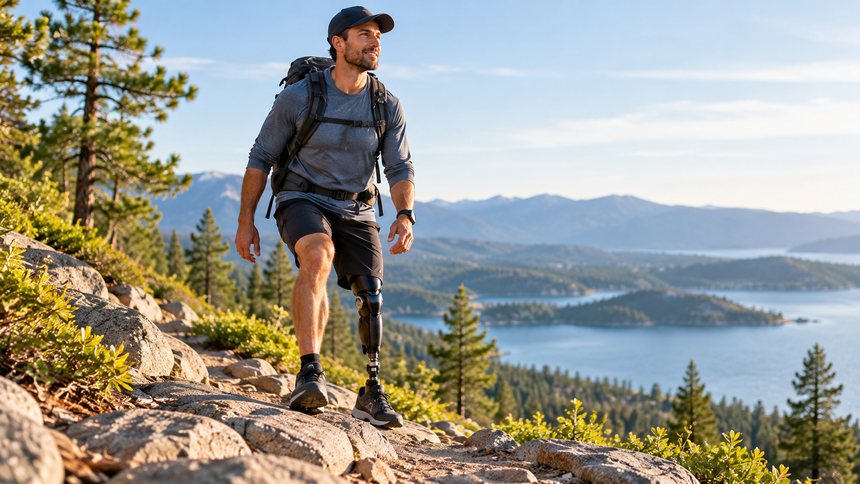 Active hiker using an activity-specific prosthesis
