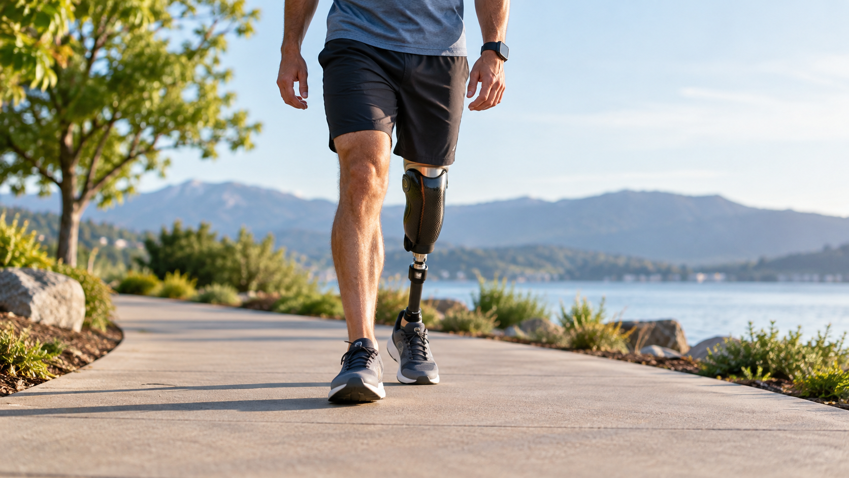 Person walking with a lower-limb prosthesis