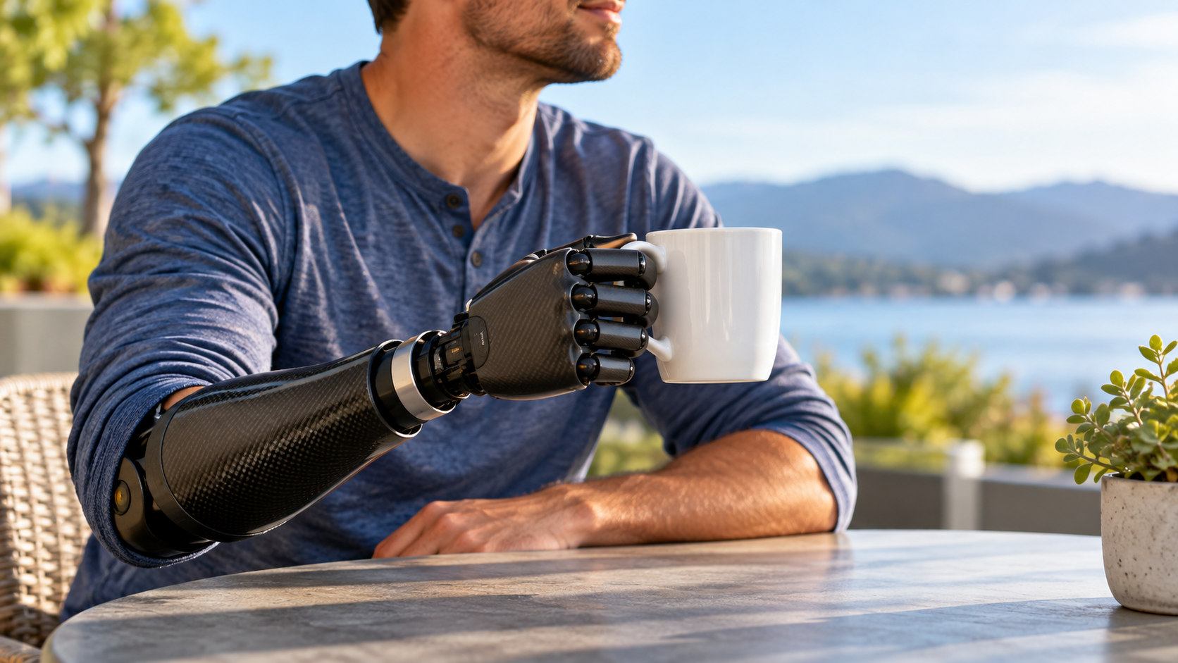 Person using a modern upper-limb prosthesis
